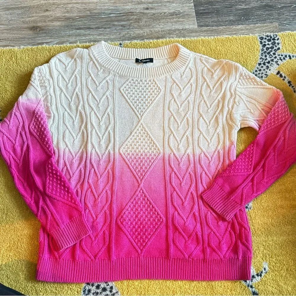 525 America Ombré Pink Cable Knit Winter Sweater Size Small